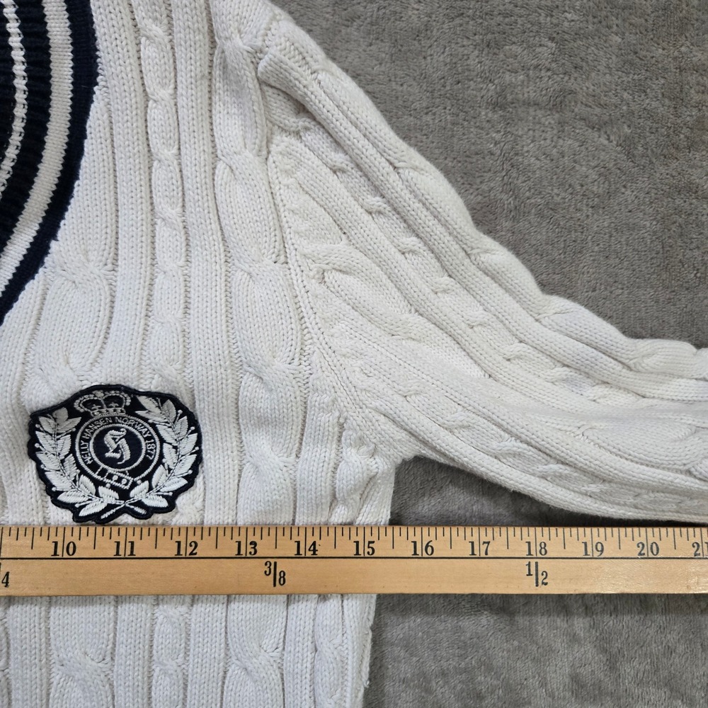 Helly Hansen Cable Knit Sweater Women Large Cricket Tennis Preppy Nautical Ivy - Picture 6 of 8